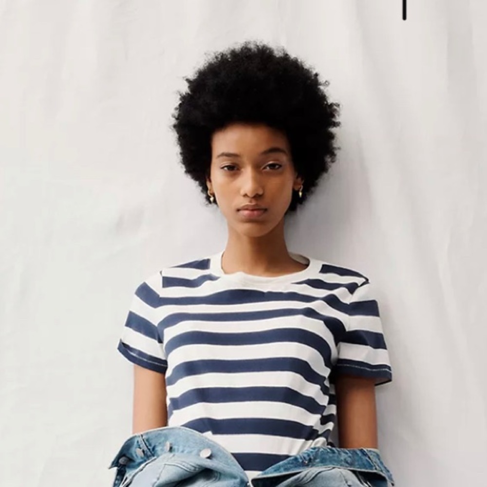 Black and White Striped Short Sleeve Cropped